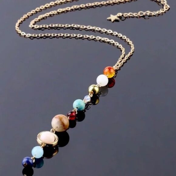 Solar System Aligned Planet/Star Science Necklace